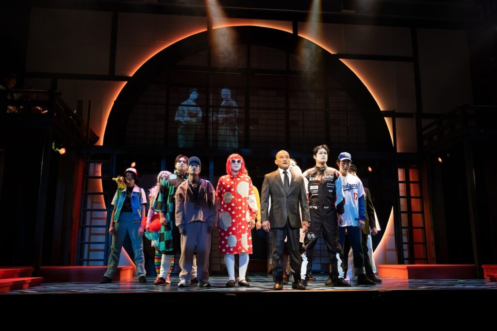 Ashley En-fu Matthews, Gemma Pedersen, Sittichai Chaiyahat, Kit DeZolt, Gedde Watanabe, Brian Kim McCormick, Jon Jon Briones, Nina Kasuya, Kavin Panmeechao, Kurt Kanazawa, and Scott Keiji Takeda performing “Next.” in Pacific Overtures. Photo by Teolindo.