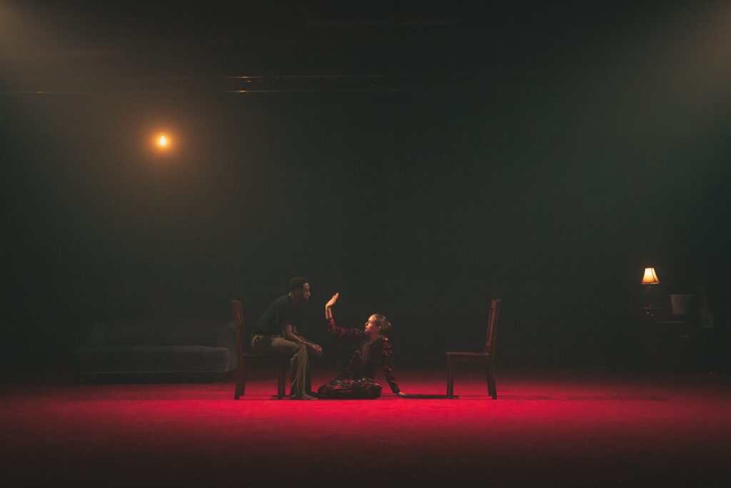 (L-R) Jeremy Coachman, Courtney Conovan in "The Missing Mountain" by Bobbi Jene Smith and Or Schraiber - Photo by Andy Fortson.
