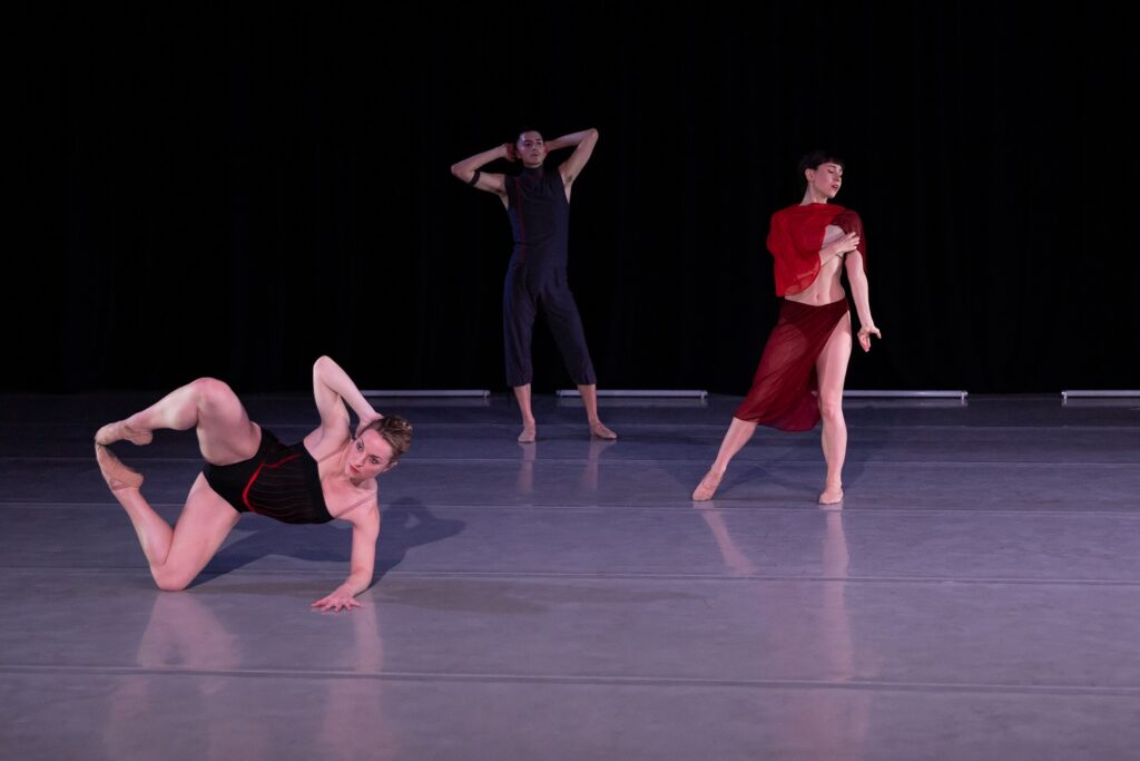 Laurie Sefton Creates - L-R Megan Pulfer, Zachary Medina, Leah Hamel in "More Please", choreography by Laurie Sefton - Photo by Denise Leitner.