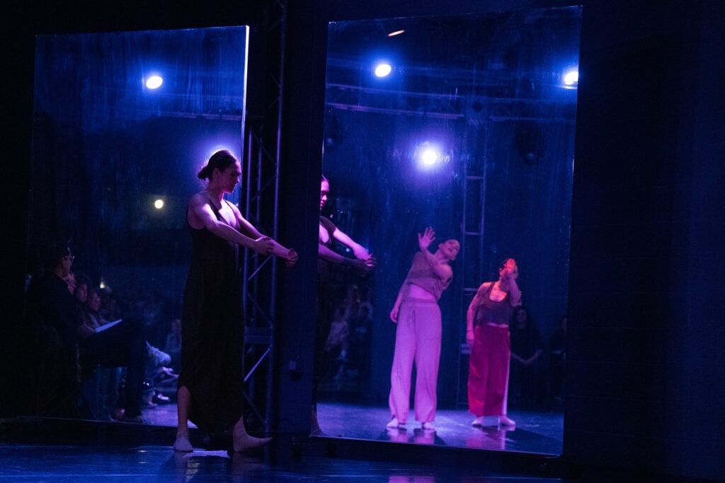 DSCActs of Matter - Kaelie Osorio foreground, Natalie Allen, Arletta Anderson in reflection - Photo by Armed Perian.