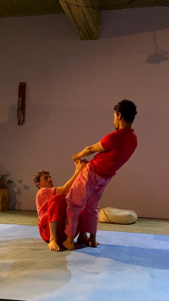 Aimar Pérez Galí and Daniel Méndez in "A System in Collapse" (lecture demonstration) - Photo by Renan Laru-an.