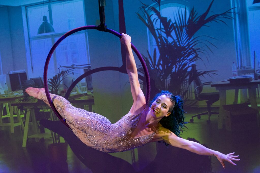 Aerialist Sharyn Scott in Adanza's "Show Me Your Dreams" - Photo by Isaak Berliner Photography.