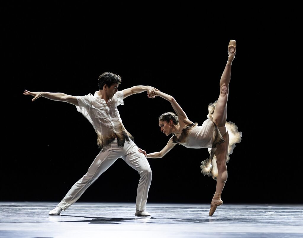 Pacific Northwest Ballet soloist Christopher D’Ariano and principal dancer Leta Biasucci in Price Suddarth’s "Dawn Patrol" - Photo © Angela Sterling.
