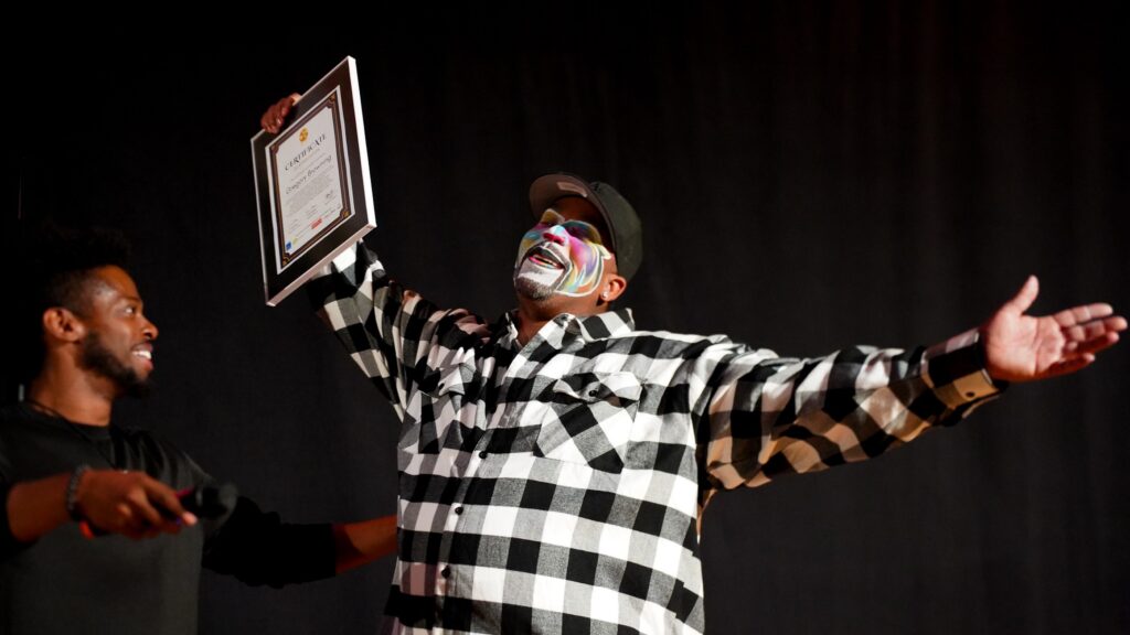 BlakTinx Dance Festival - Boomer receiving Community Achievement Award - Photo by Lena Elgabalawy.