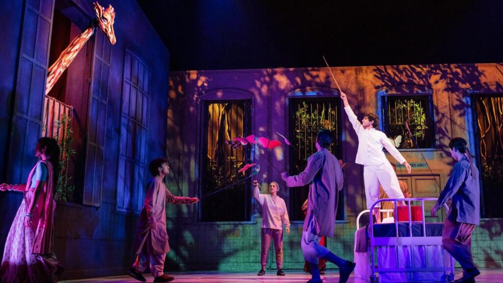 Taha Mandviwala and the national tour cast of "Life of Pi" - Ahmanson Theatre - Photo by Evan Zimmerman.