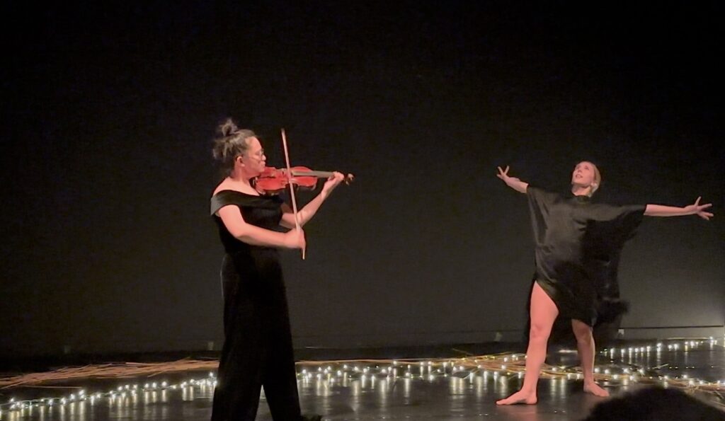 Dance at the Odyssey - L-R Dr. Xenia Deviatkina-Loh, Kate Myers in "The Four Seasons of Hamadan" by Annie Kahane - Screenshot by Jesse Camp.