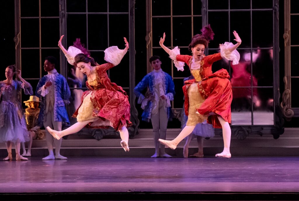 Los Angeles Ballet - "Cinderella" - L-R Natalia Burns and Paige Wilkey as the Step-Sisters - Photo by Cheryl Mann.