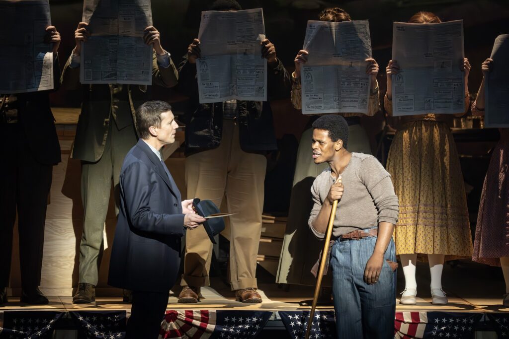 L–R Andrew Samonsky, Ramone Nelson and the National Tour company of PARADE - Photo by Joan Marcus.