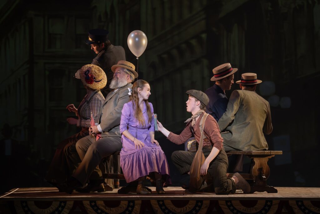 L–R Olivia Goosman, Jack Roden and the National Tour company of PARADE - Photo by Joan Marcus.