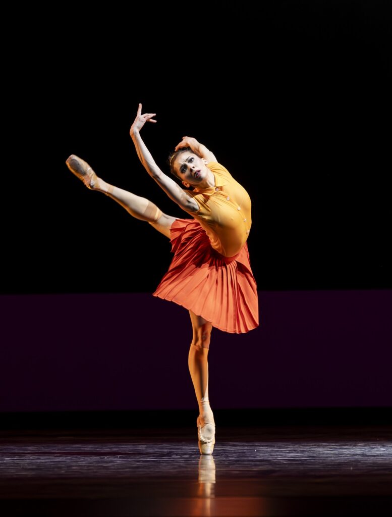 Pacific Northwest Ballet soloist Clara Ruf Maldonado in the world premiere of Rena Butler’s "Cracks" - Photo by Angela Sterling.