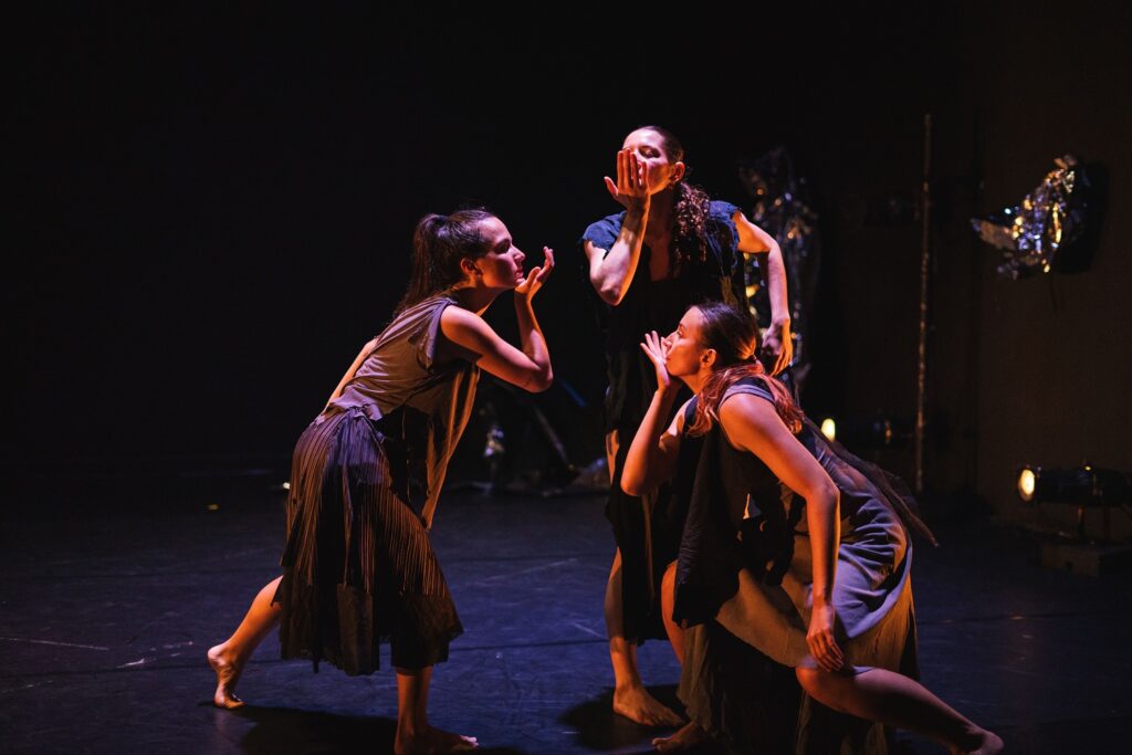 TORRENT - L-R Rebecca Lee, Jane Zogbi, Chloe Madding in "Currents of the Mind" by Caitlin Javech - Photo by Hope Spears.