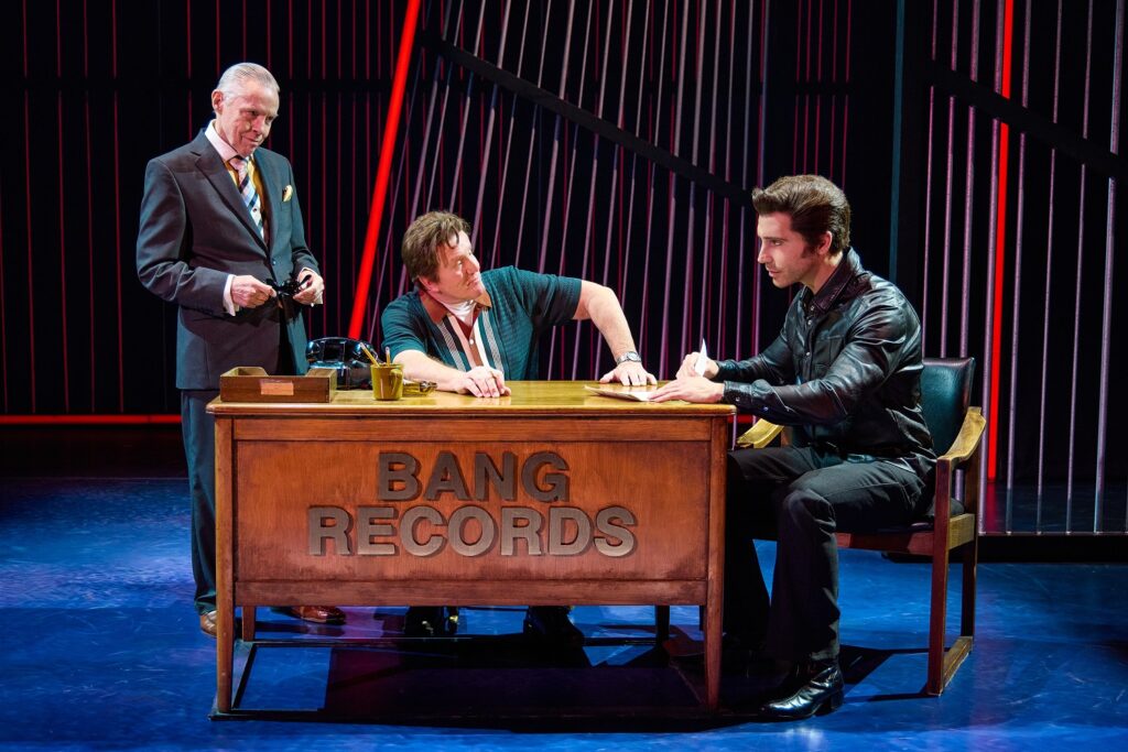 Tuck Milligan as 'Tommy O'Rourke,' Michael Accardo as 'Bert Berns' and Nick Fradiani as 'Neil Then' in A Beautiful Noise The Neil Diamond Musical - Photo by Jeremy Daniel.