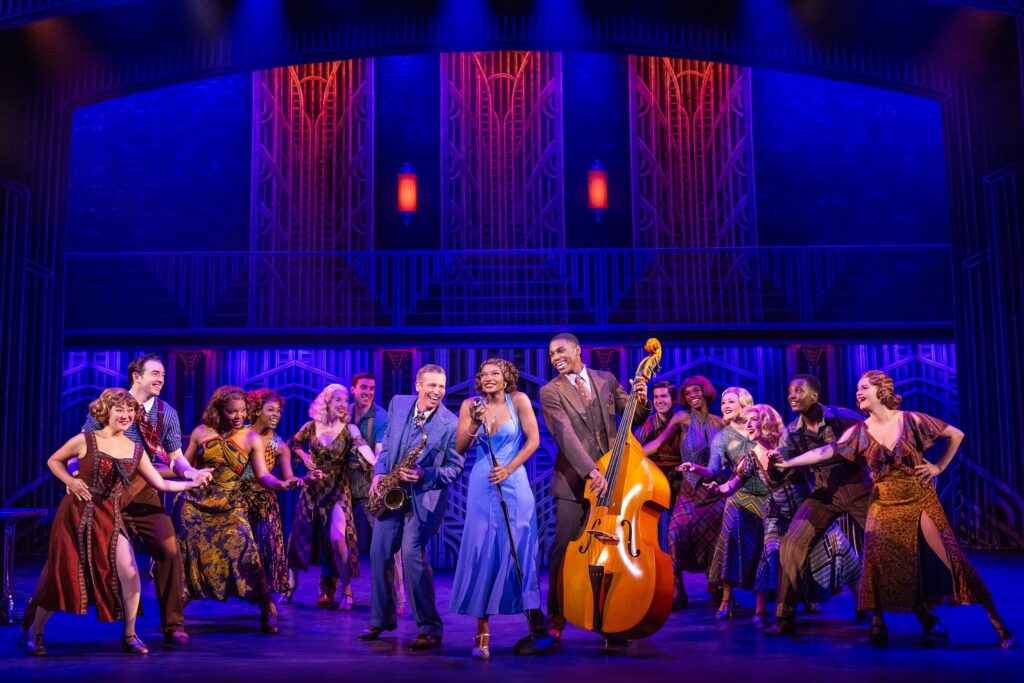 Matt Loehr (Joe), Leandra Ellis-Gaston (Sugar), Tavis Kordell (Jerry) and the First National Touring Company of SOME LIKE IT HOT - Photo by Matthew Murphy. 