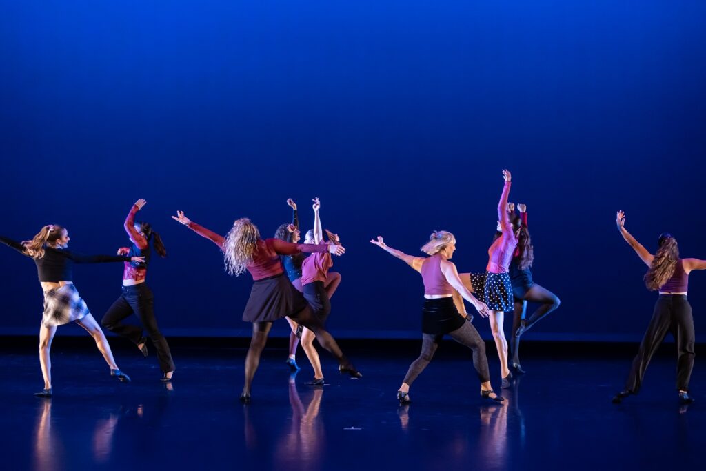 Courtney Abrams, Kerry Bernhardt, Kennedy Berthiaume, Eileen Crowe, Anessa Davies, Kiki Galpin, Malia Lyons, Sierra Tanji, Kristina Urteaga in "Gallivanting" by Andy Vaca - Photo by Colin Harabedian Movingmedia.