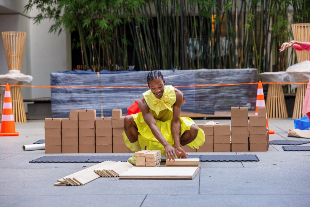 Ajani Brannum in "Unmade" by Will Rawls - Installation view at Hammer Museum - Photo by Sara Golonka.