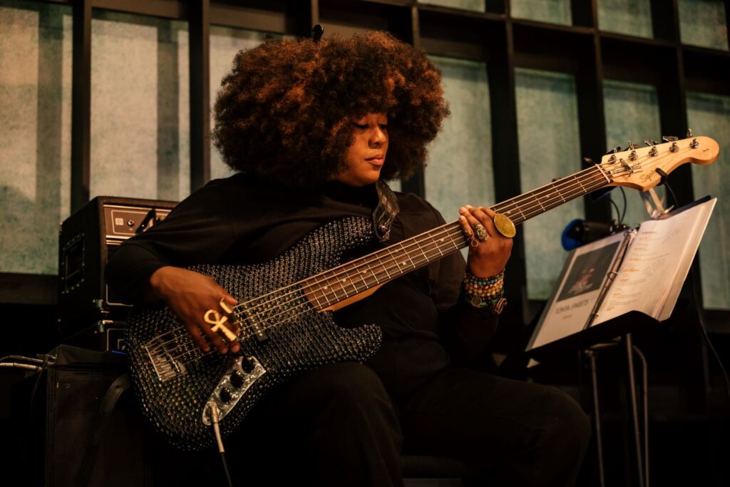 Bassist Tonya Sweets in "littleboy/littleman" - Photo by Jeff Lorch