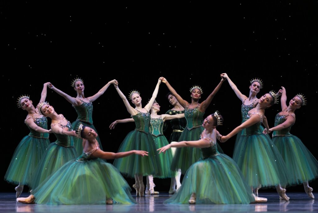 Pacific Northwest Ballet company dancers in Emeralds from Jewels, choreography by George Balanchine © The George Balanchine Trust - Photo by Angela Sterling.