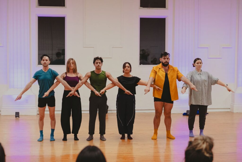 Bodies In Play - L-R Andrew Pearson, Tiffany Sweat, Daurin Tavares, Celine Saquillo, Matthew Krump, Darby Epperson - Photo by Winnie Mu.