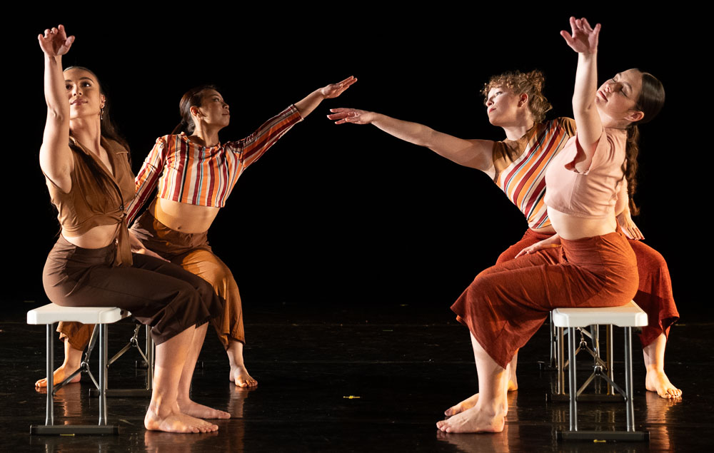Excerpt from “Benches,” choreography Benita Bike, Benita Bike’s DanceArt - Photo by Dean Wallraff.