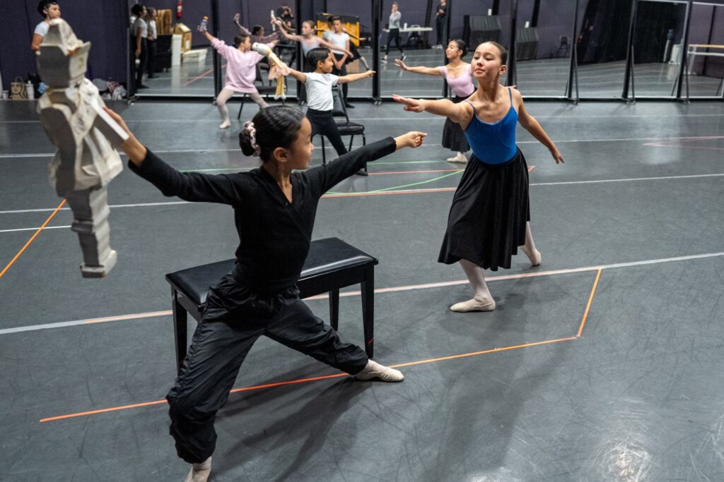 ABT William J. Gillespie Dance School (L-R) Chloe Cho as Little Mouse and Savanna Koch as Young Clara in Rehearsal for "The Nutcracker for Kids" choreography by Susan Cooke - Photos by Scott Smeltzer.