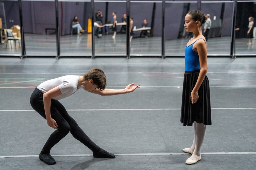 ABT William J. Gillespie Dance School - Carson Triplett as the Nutcracker Prince and Savannah Koch as Young Clara in rehearsal for "The Nutcracker for Kids" choreography by Susan Cooke - Photo by Scott Smeltzer.