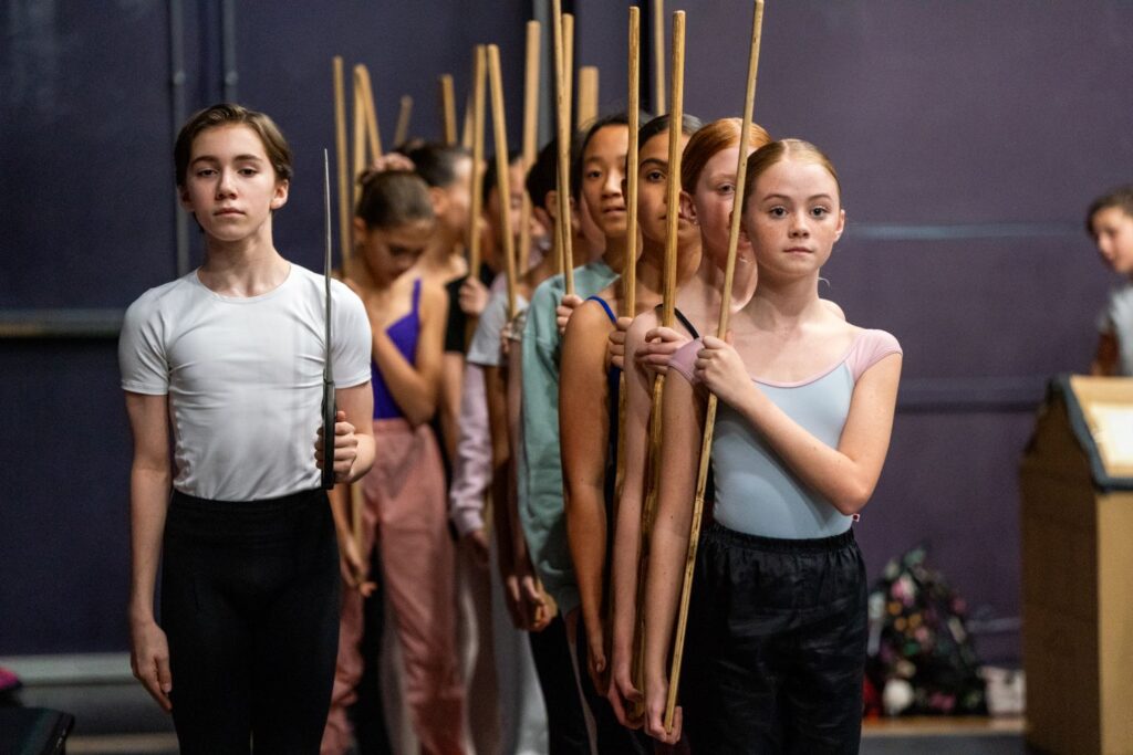 ABT William J. Gillespie Dance School Carson Triplett as the Nutcracker Prince with Solderies in Rehearsal for "The Nutcracker for Kids" choreography by Susan Cooke - Photos by Scott Smeltzer.