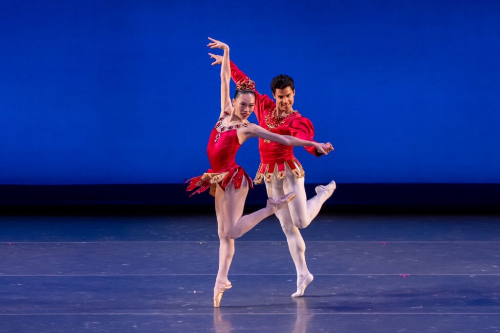 Los Angeles Ballet - Kate Inoue and Marcos Ramierz in "Rubies" choreography by George Balanchine - Photo by Cheryl Mann.