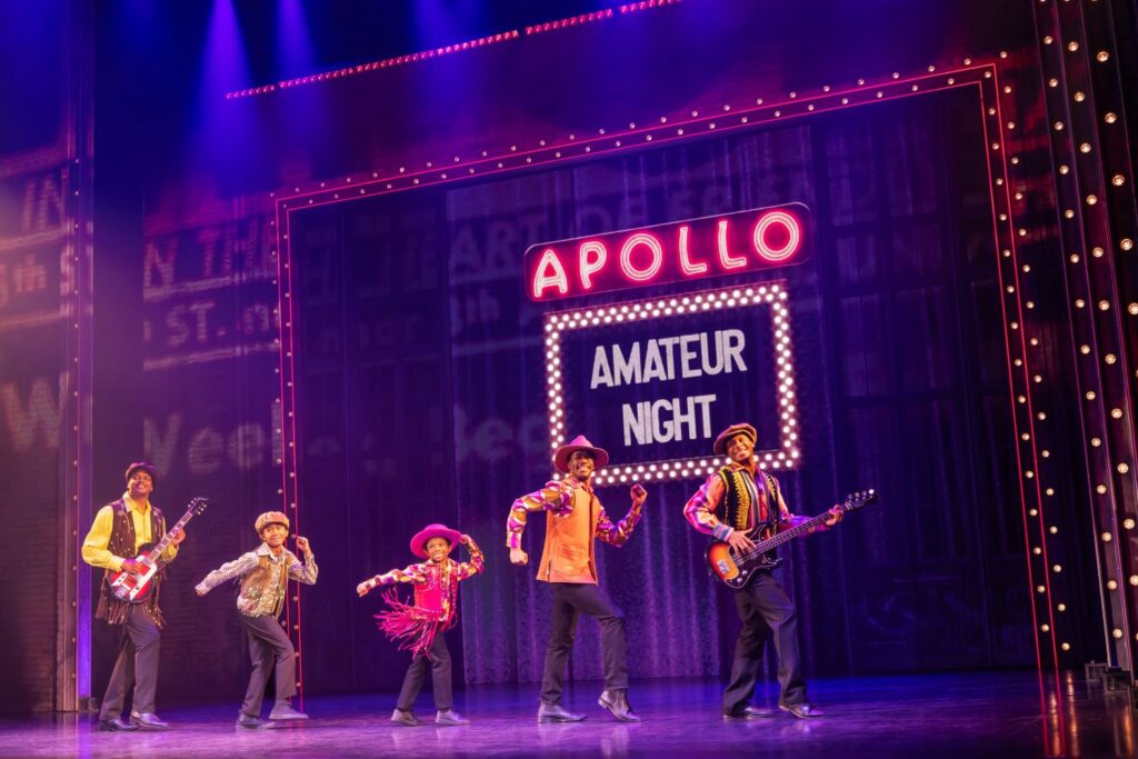 MJ the Musical - The Jackson 5 from the First National Tour of MJ featuring from L Jackson-Vann as Little Marlon and Eric Wiltz as Little Michael - Photo by Matthew Murphy.