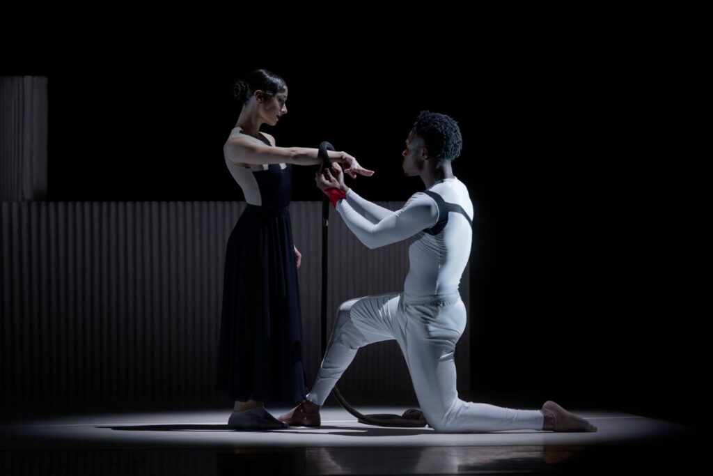 Ballet Hispánico New York Company Dancers Amanda Ostuni (left) and Amir J. Baldwin (right) in "CARMEN.maquia" - Photo by Luis Luque, Luque Photography.