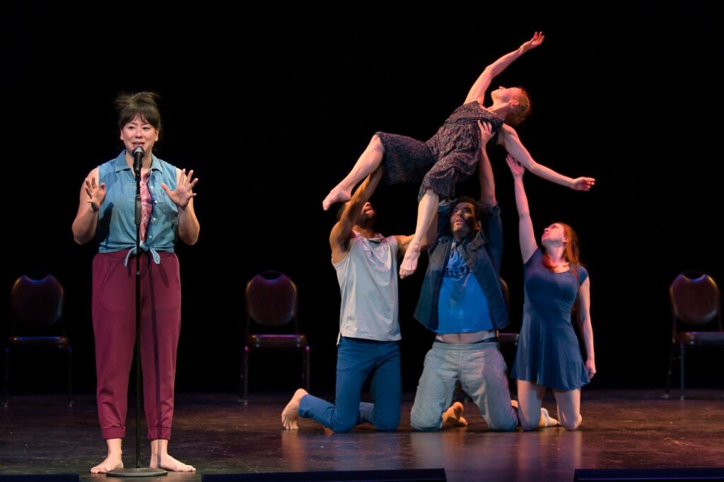 Mixed eMotion Theatrix - Mary Ann Welshans and ensemble in "So Now You Know" Choreography by Janet Roston and Kate Coleman - Photo by Barry Weiss.