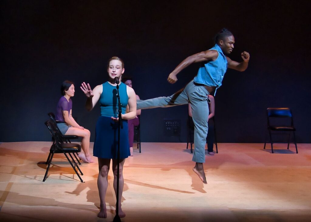 Mixed eMotion Theatrix - Kate Coleman and ensemble in "So Now Your Know" Choreographed by Janet Roston and Kate Coleman - Photo by Barry Weiss.