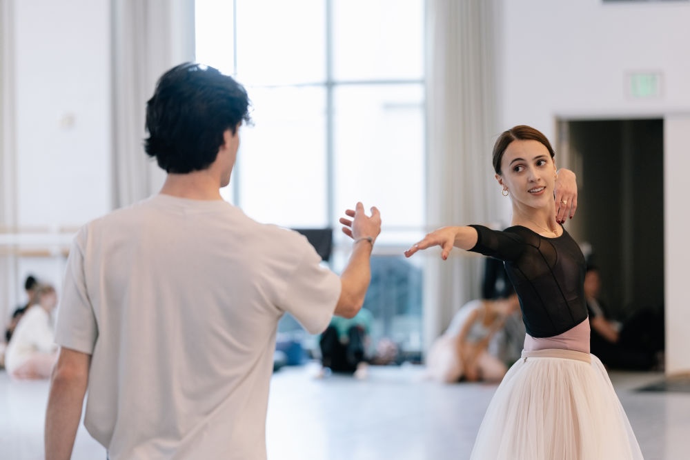 Katherine Barkman and Joseph Walsh in rehearsal - Photo by Lindsey Rallo.