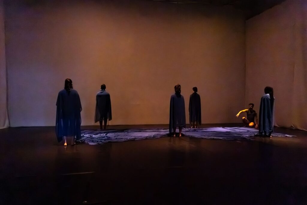 BrockusRED - Denali Huff, Rebecca Lee, Beth Huelsenbeck, Raven Smith, Bryan Burn and Arturo Gonzales in "Our Impact on Others" Choreography by Deborah Brockus - Photo by Don Hannah.