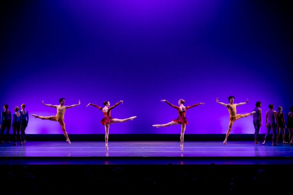 Los Angeles Ballet in "Wavelength" by Melissa Barak - Dancers (L-R) Marcos Ramiez, Abigail Gross, Lilly Leech, Jacob Soltero - Photo by Cheryl Mann Photography.
