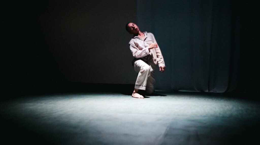 Valerie McCann in "Devising it all for Company" - Photo by Heather Seybolt.