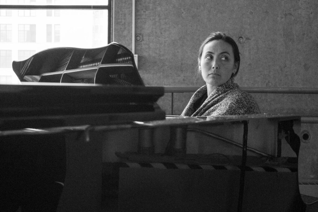Composer Sio Tepper in rehearsal for Gianna Burright's "As if everything was perfect" - Photo by Stephen Cummings.