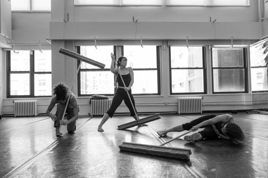 Alex Rix, Ariel Clarke and Piper Dye in rehearsal for Gianna Burright's "As if everything was perfect" - Photo by Stephen Cummings.