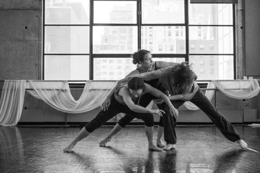 Piper Dye, Ariel Clarke, Alex Rix in rehearsal for Gianna Burright's "As if everything was perfect" - Photo by Stephen Cummings.