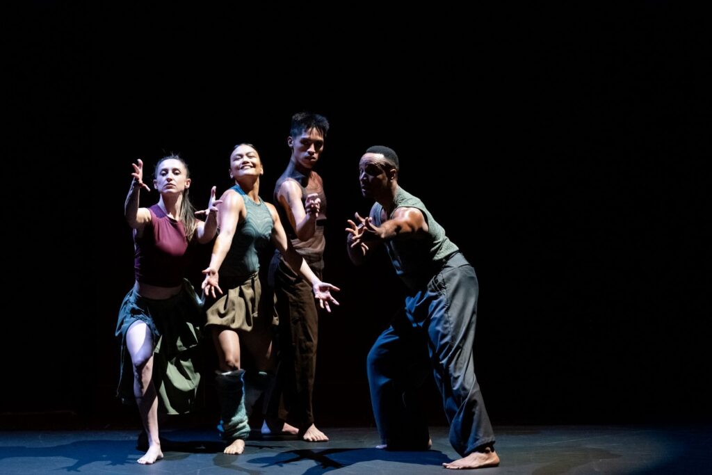 Maya Billig, Karen Chuang, Rian Alcid, and Aaron Mason in "A Deer Walks Into a Dance", Choreographed by Victoria Marks - Photo by Jason Williams, CAP UCLA.