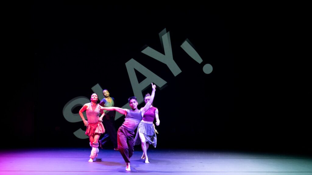 Karen Chuang, Aaron Mason, Rian Alcid (center), and Maya Billig in "A Deer Walks Into a Dance", Choreographed by Victoria Marks - Photo by Jason Williams, CAP UCLA.